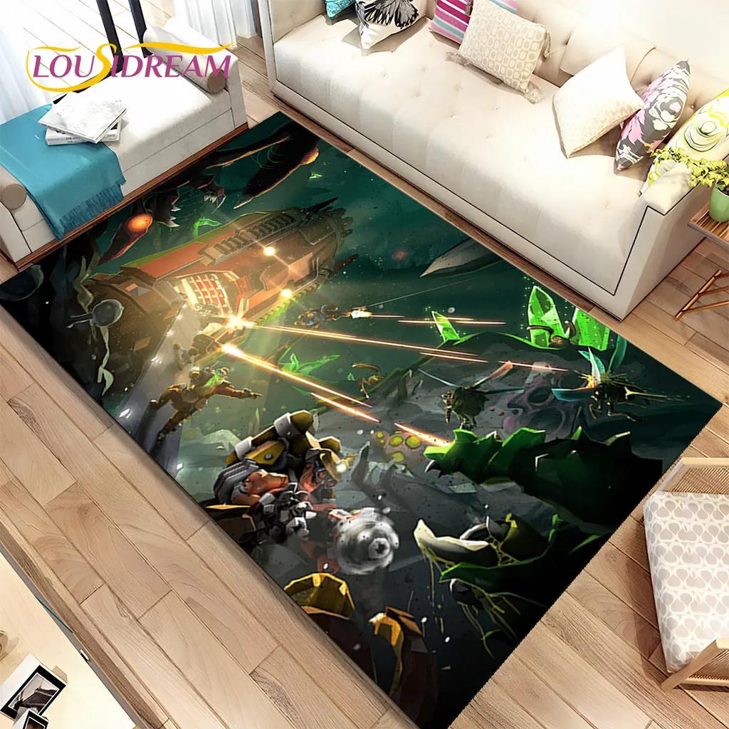 3D DRG Deep Rock Galactic Game Gamer Area Rug,Carpet Rug for Living Room Bedroom Sofa Doormat Decoration,kids Non-slip Floor Mat