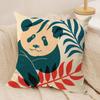 Panda tropical leaves Cushion Cover Silky Short Plush Invisible Zipper Dustproof Sofa Pillow Case for Home Decor