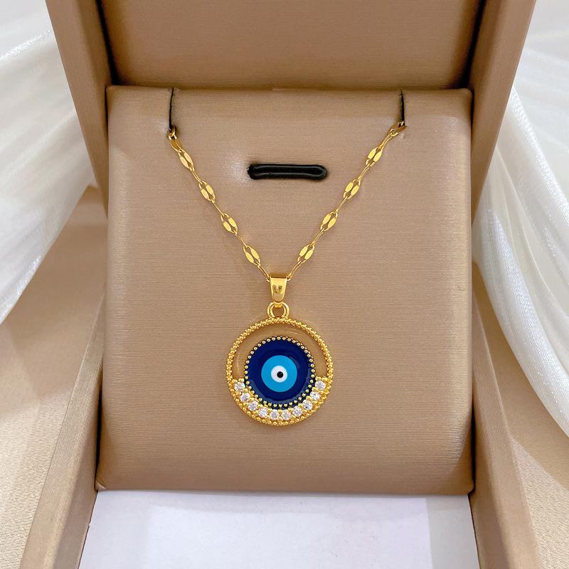 Požehnaný zlý pohled náhrdelník pro ženy titanová ocel štěstí amulet ochrana diamantový přívěsek klíční kost řetízek dárkové šperky