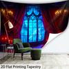 2D Dark Storm Night Tapestry Gothic Window Lightning Wall Background Cloth
