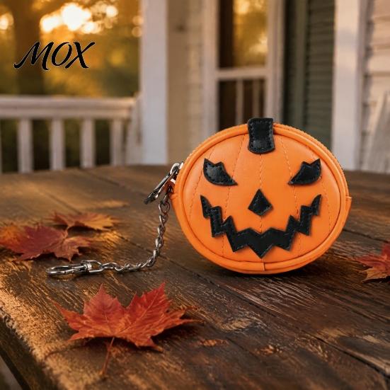 Mała Dynia Portmonetka Mini Portfel Breloczek, Halloweenowa Torebka Portfel Zawieszka, Sztuczna Odpinana Wisząca na Plecaki Skórzany Uchwyt na Monety Karty,