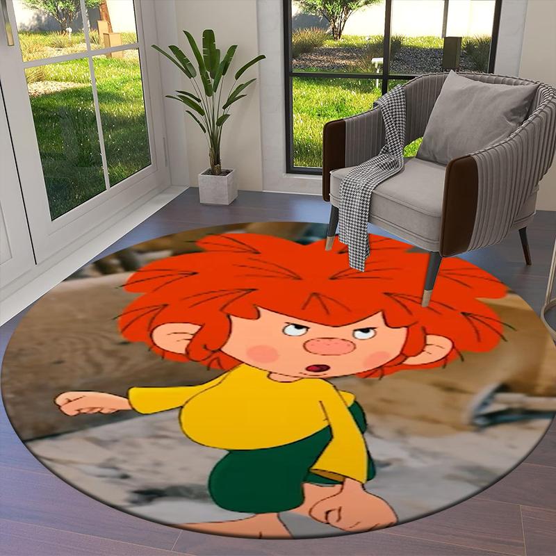 Alfombra Redonda de Dibujos Animados Meister Eder Und Sein Pumuckl, Alfombra para Sala de Estar, Dormitorio, Sofá, Sala de Juegos Decoración, Felpudo Antideslizante Q0025