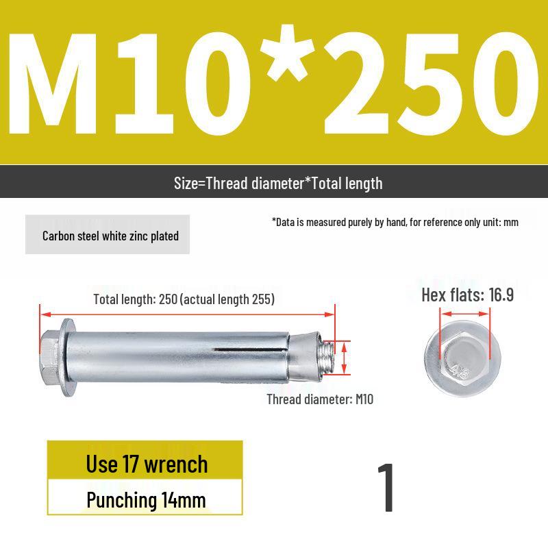 Galvanized External Hex Internal Expansion Bolt Set - M6/M8/M10/M12