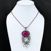 Lab-Created Ruby Gemstone Copper Wire Wrap Handmade Designer Pendant Jewelry Gift For Love