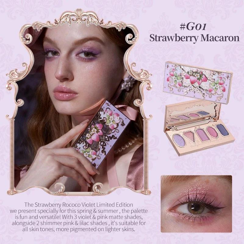 Flower Knows Fard de pleoape Pressed Glitter Căpșuni Rococo 5 Culori Textură Cremă Bronz Natural Farduri de ochi Cosmetice