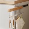 Multifunctional Retractable Wooden Hangers with Retractable Hooks - Versatile for Clothing and Kitchen Storage