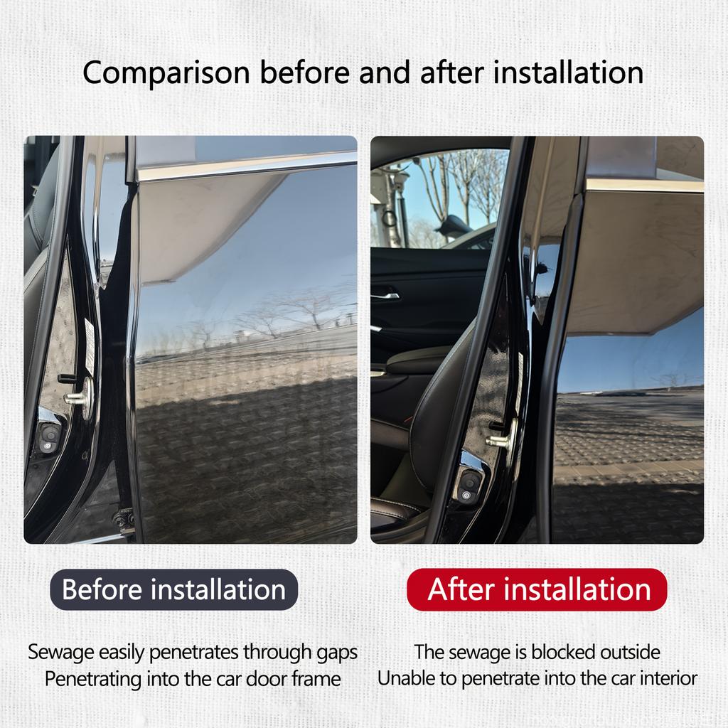 2PCS Car Door Edge Seal 80CM Strip Car B-pillar Sealing Strip with Steel Weatherstrip Waterproof Soundproof Auto Sealant Strips