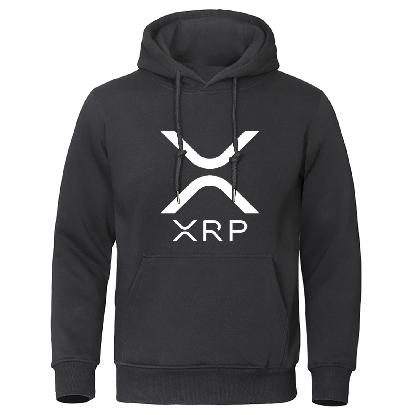 2025 Криптовалюта Ripple XRP Мужской Весна Осень Принт Однотонный Пуловер Худи Мода Длинный Рукав Удобный Повседневный Топ S