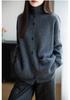 Women's Korean Style Wool Cardigan: Autumn/Winter Half-High Neck Button-Up Knit Sweater