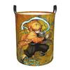 Custom Demon Slayers Anime Laundry Basket Foldable Kimetsu No Yaiba Zenitsu Agatsuma Clothes Hamper for Toys Storage Bin