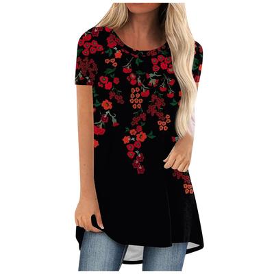 Summer T Shirts Flowers Floral 3D Print Streetwear Women Vintage Short Sleeve T-shirt Tunic Tops Plus Sized Tees Woman Clothing