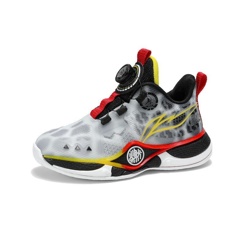 Rotating Mesh Basketball Shoes 2025 Middle and Older Children's Sports Shoes New Buckle Spring and Autumn Breathable Boys' Shoes Children's Profession