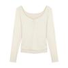 Pure Desire Lace Low-necked T-shirt Women's Early Spring Break Two Bm Floral Bottoming Shirt with Short Top Inside