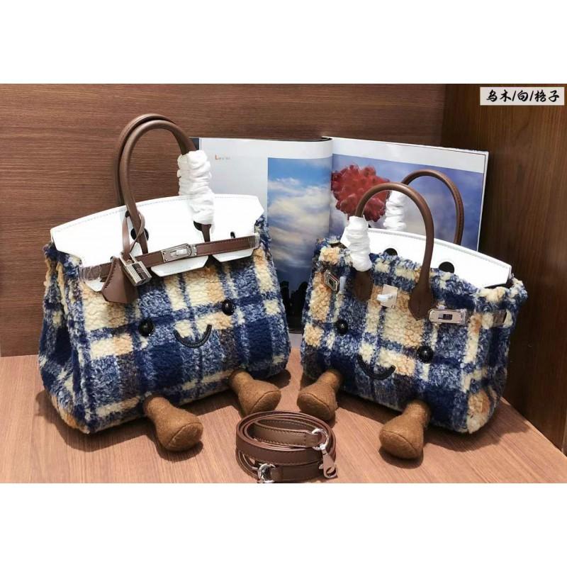 Cute Furry Lambskin Tote Bag Medium Size Casual Style Daily Use