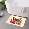 1PC Butterfly & Floral Harmony Kitchen Rug Non-Slip Door Mat Pop design Bathroom Rug Bath Mat Carpet for Home Sink Laundry Decor