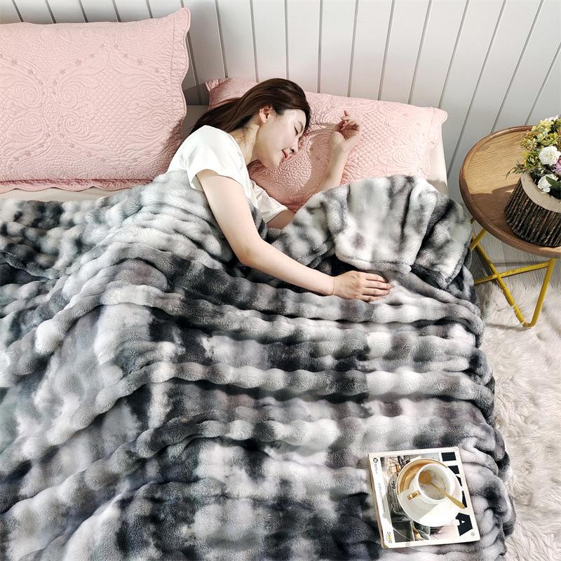 Colorful Imitation Rabbit Fleece Blanket - Cozy Bubble Fleece for Spring & Autumn, Ideal as a Gift or Sofa Throw.