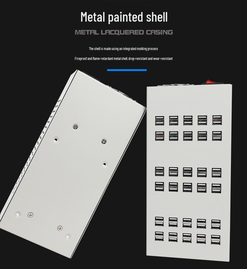 Iron Shell USB Charging Station: 60-Port, Multi-Device Desktop Charger