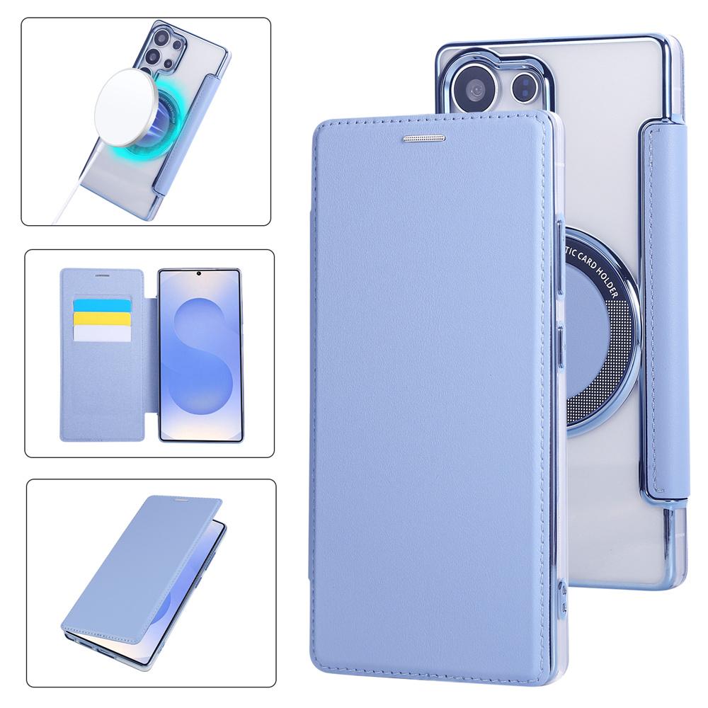 Leather Wallet Clear Magnetic Phone Case For Samsung Galaxy S26 S25 S24 Ultra S22 S23 Plus 5G Flip Card Wireless Charge Cover