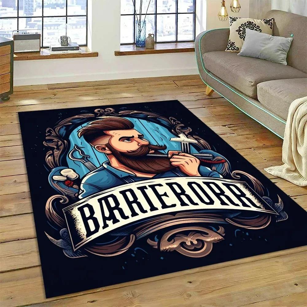 Fashion Barber Shop Series Carpet Hallway Cloakroom Coffee Table Rug Bedroom Home Floor Mat Washable Living Room Decoration