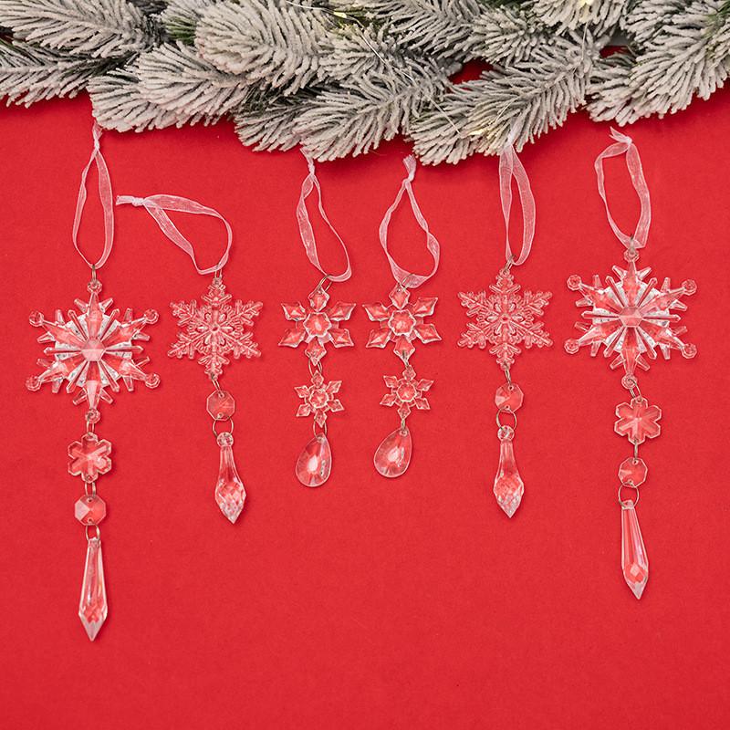 6pcs Elegant Acrylic Snowflake Ornaments For Creative Christmas Tree Decor