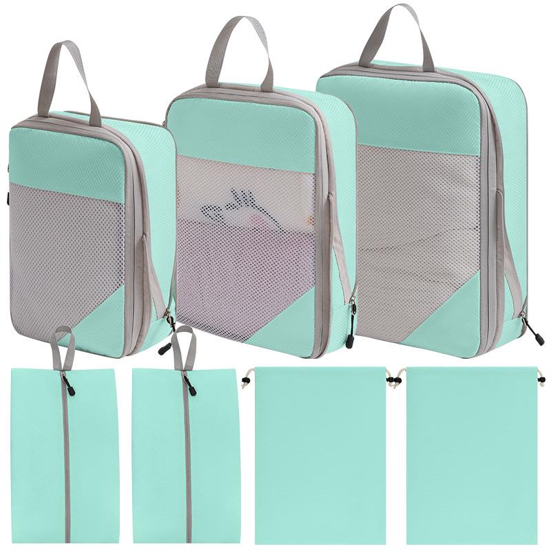 7-Piece Travel Compression Organizer Set for Clothes, Shoes, and Cosmetics
