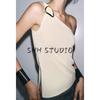 Summer New Women clothes Hem Side Slit Asymmetric Collar Gold-Plated Accessories Knitted Top 2756024