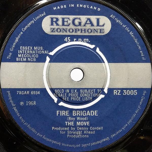 

7inch Record MOVE - Fire Brigade RZ3005 Regal Zonophone 1968 UK Rock Used