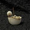Portaincenso a Ciotola in Resina con Design di Scheletro che Fa il Bagno, Scultura Decorativa per l'Arredamento della Casa, Regalo per la Meditazione