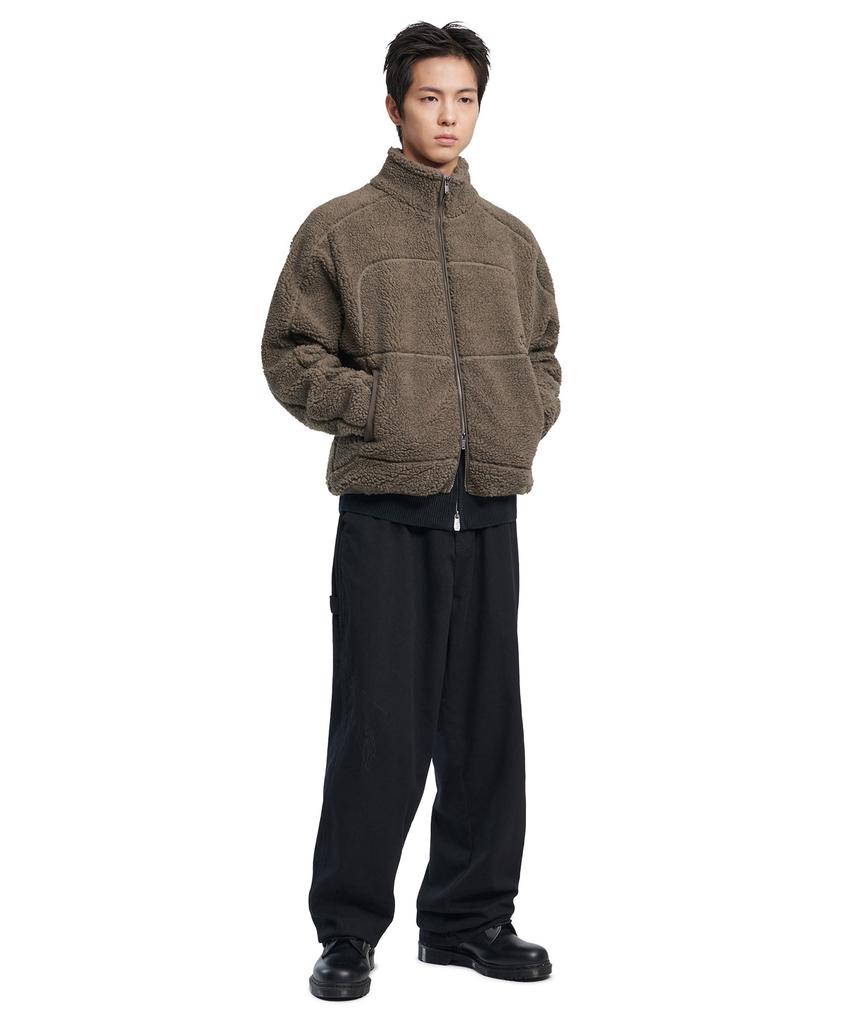 Nomanual Trace Sherpa Fleece Jacket - Khaki Gray
