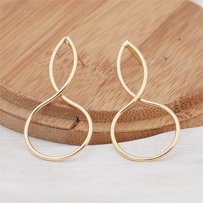 Geometry Line Round Number 8 Golden Drop Earrings for Women Wedding Party Jewelry Accessory Christmas Girl Friend Gift