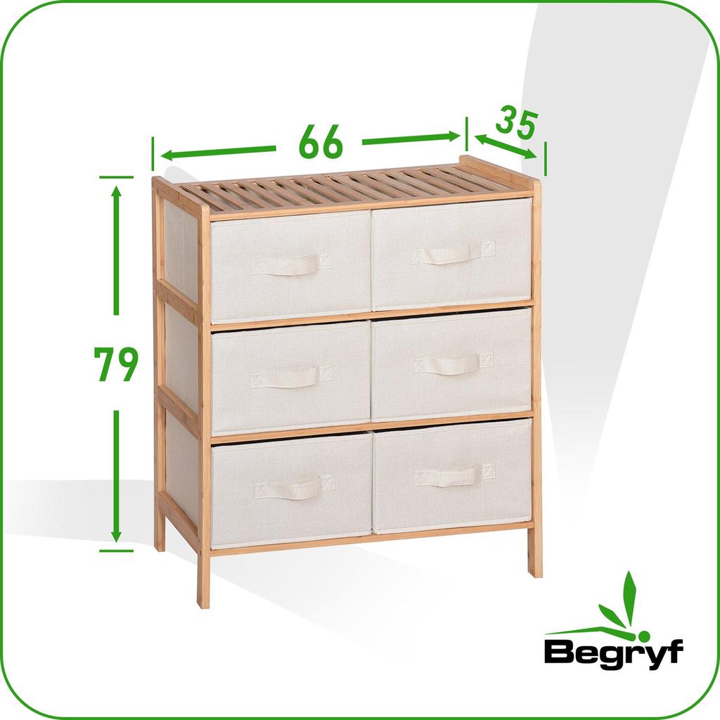 Bambusowa Szafka Do Łazienki Z Szufladami Komoda Do Salonu 66X35X79 Srb32 Begryf