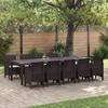 VidaXL 11-Piece Garden Dining Set with Brown Cushions Poly Rattan 3378761