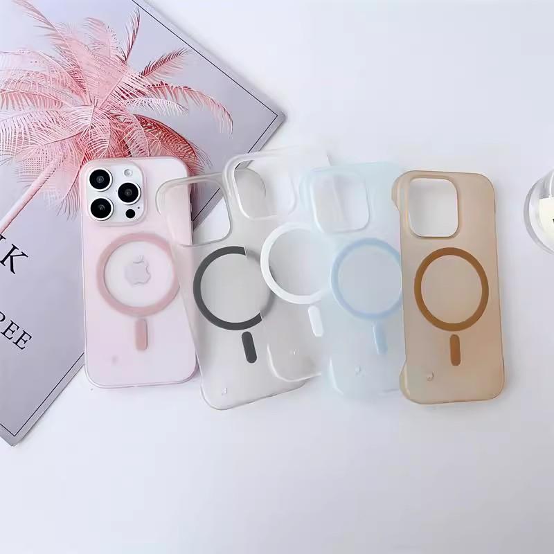 Applicable To Apple 17 Ice Mist Ultra Thin Magnetic Phone Case IPhone 16 Borderless Skin Feeling Large Holes 15 Frosted Anti Fall