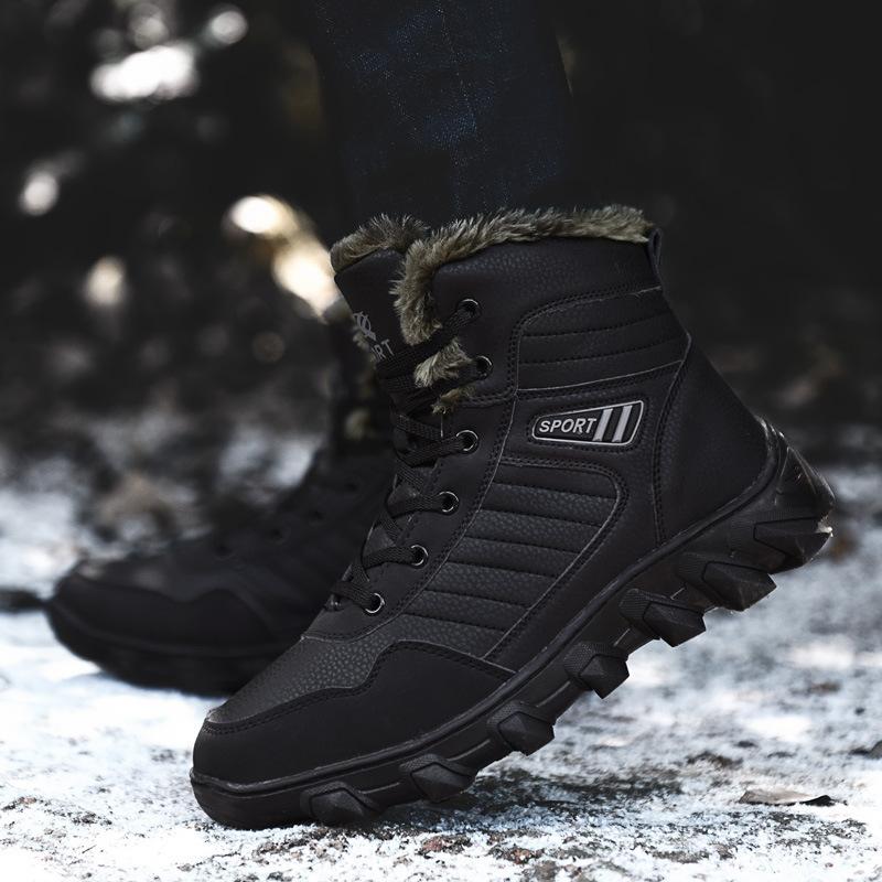 New winter outdoor shoes men's fur snow boots sports hiking boots plus velvet cotton shoes casual shoes M1094