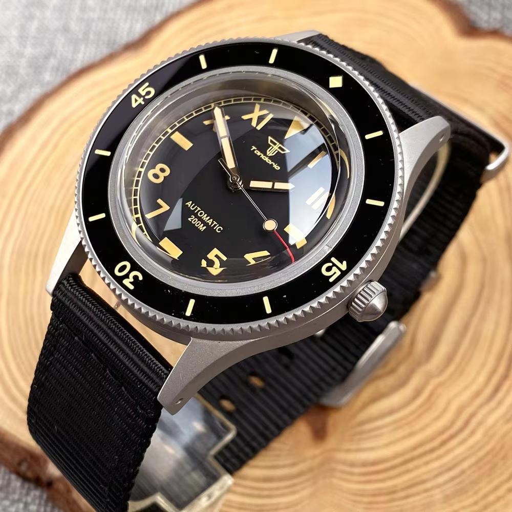 Tandorio 40mm 50-Fathoms New Retro Automatic Men Watches For Miyota 8215 20ATM Sapphire Glass Titanium Diver Watches Luminous
