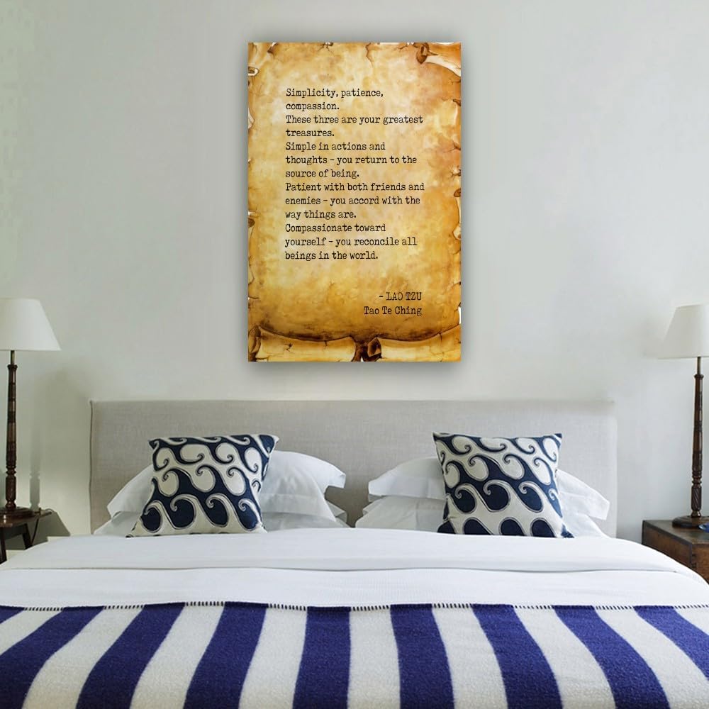 Ghfarez Tao Te Ching Saying Posters Quote Wall Art Vintage Motivational Wall Decor for Bathroom Decorations Modern Pictures Giclee Prints