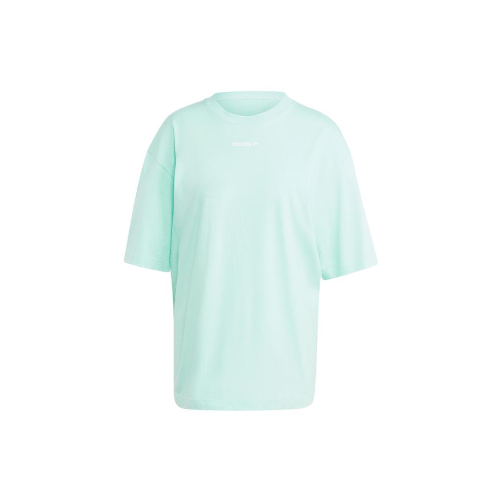 Adidas Originals Trefoil Graphic Tee With Logo Print Short Sleeve Loose T-Shirt Women Tops Green IT8156