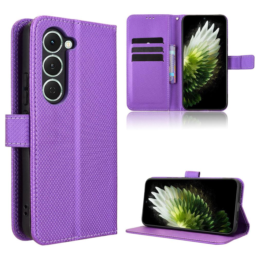 For TECNO Spark 40 Pro 4G Leather Wallet Case with Strap Diamond Texture Phone Cover
