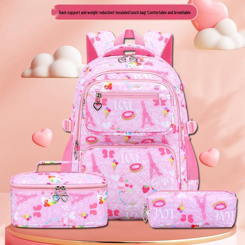 Trendigt 3-delat skolryggsäckset för flickor - Söt campusstil