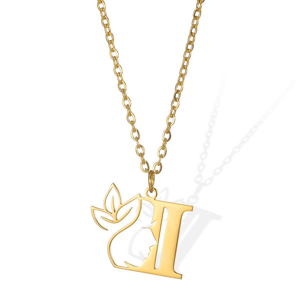 Stainless Steel Floral English Alphabet Necklace - Women's Unique Clavicle Chain
