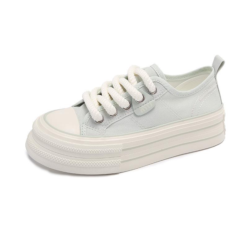 Fashion platform canvas shoes women's 2025 summer new Korean version fashion versatile small height increase casual white shoes