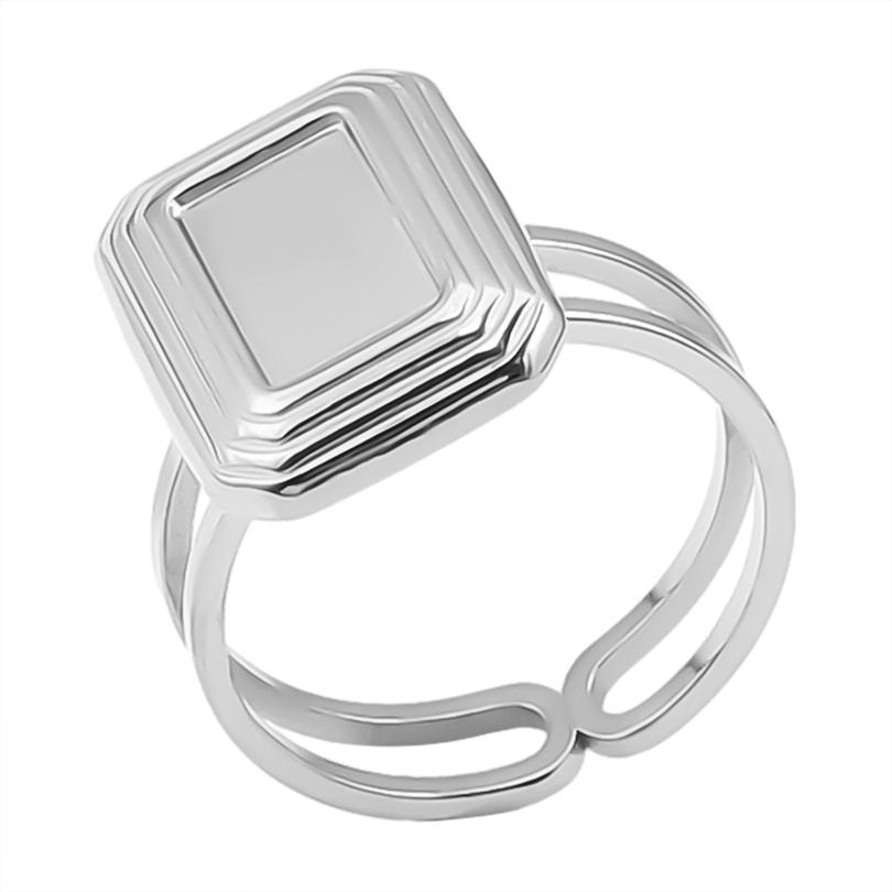 Geometria Semplice Moda Acciaio Inossidabile Anelli Aperti Per Donne Uomini Accessori Colore Argento Cuore Sole Rotondo Base Vuota Fai da Te Anillos