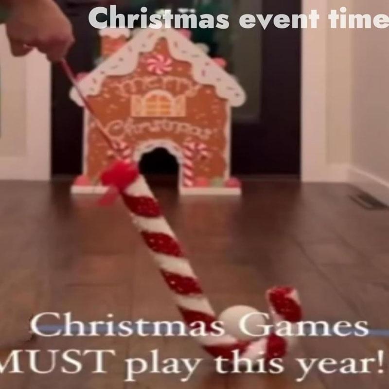 Gingerbread Golf Game Set Holiday Wooden Mini Golf with Candy Cane Club & Balls