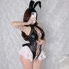 Attraktives Damen-Kaninchen-Set aus PU-Leder, gute Qualität, Clubwear, heiße Spitze, Brust offen, sexy Dessous