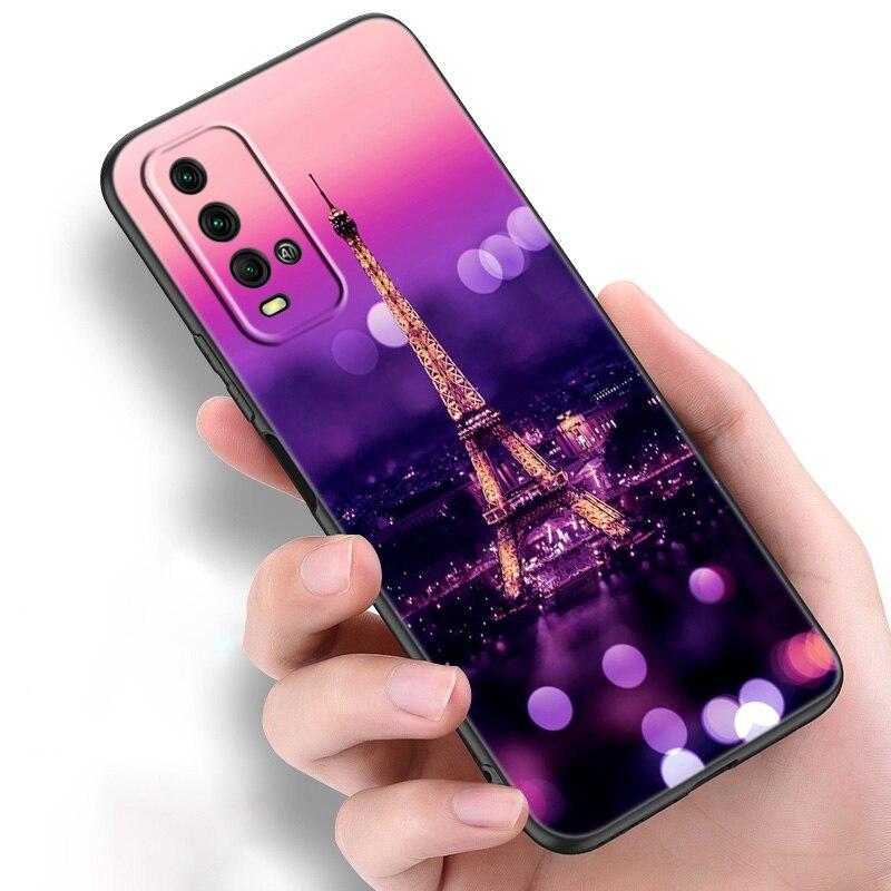 Liebe Paris Eiffelturm Silikon Telefon Fall Für Xiaomi Redmi Hinweis 11 10 9 8 Pro 11T 10T 10S 9S 8T 9 9A 9C 9T Schwarz Soft Cover