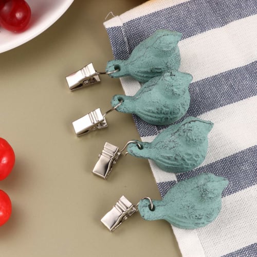 Cabilock Clip Hanger Tablecloth Weights Pendant Tablecloth Weight Kit with Birds for Outdoor Garden Parties and Picnics, 4-Piece Set