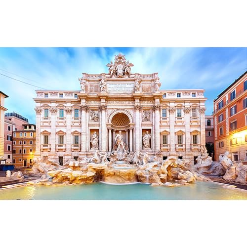 Pinto 1000-Piece Plastic Jigsaw Puzzle  Trevi Fountain (Italy)  (38x59cm) for Adults, Difficult, No Broken Pieces, Click-together Design [H3768]