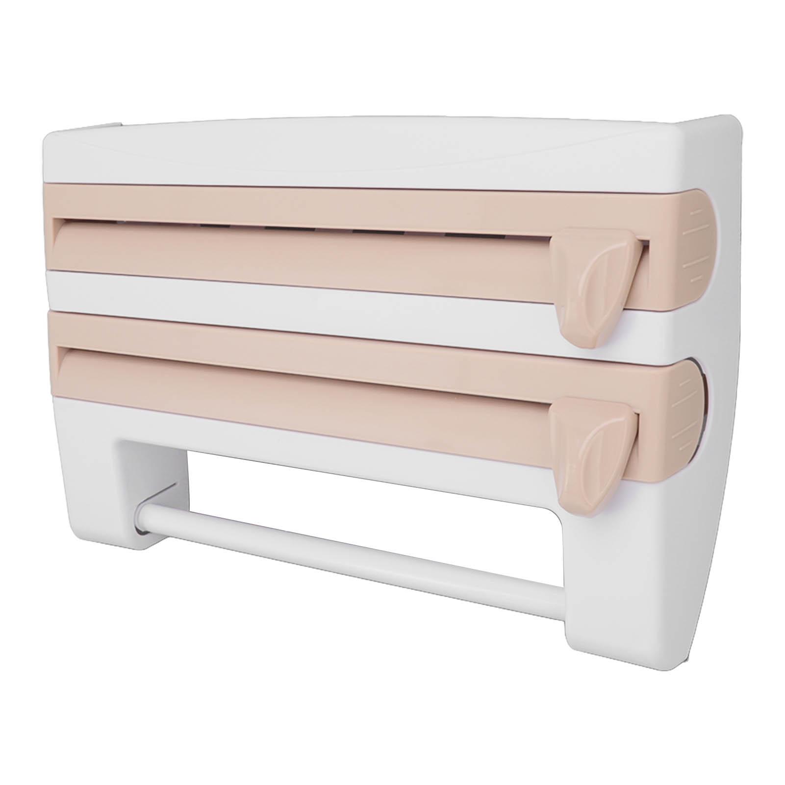 Cling Film Holder Wall Mount Multifunctional Cling Film Cutter with Screws for Kitchen Khaki хаки