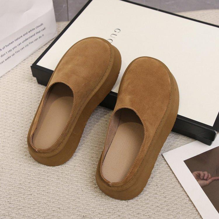 Baotou slippers women's outerwear 2025 autumn and winter new thick-soled heelless lazy one-pedal Muller Birken slippers