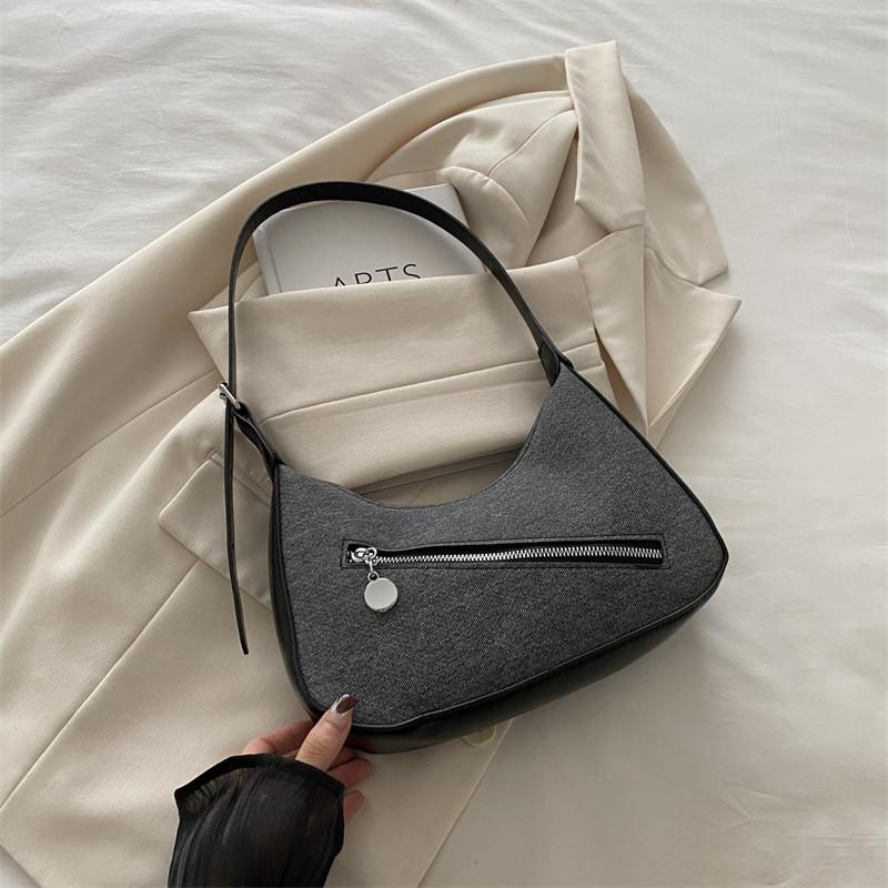 Stylish Korean-inspired Casual Moon Bag In Black Blue Brown Lake Blue And Cream For Trendy Street Fashion